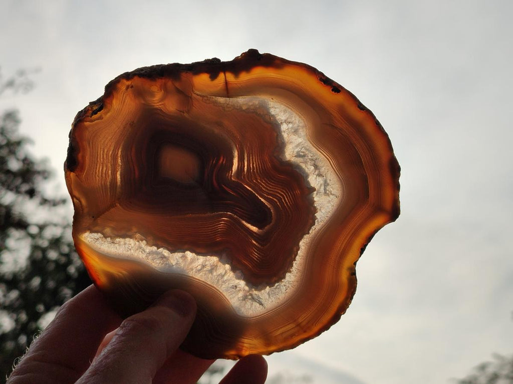 Polished Large Banded Agate Slices with Natural Edging x 6 From Madagascar - Toprock Gemstones and Minerals 