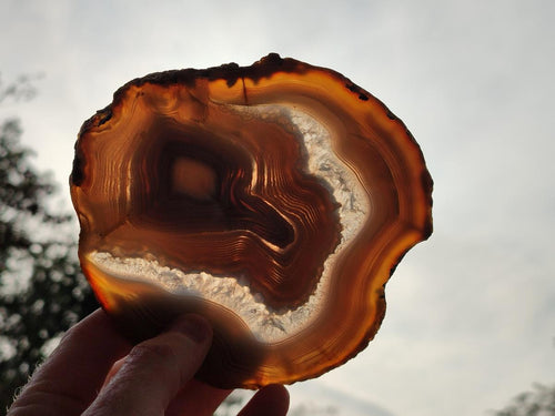 Polished Large Banded Agate Slices with Natural Edging x 6 From Madagascar - Toprock Gemstones and Minerals 
