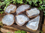 Polished Large Banded Agate Slices with Natural Edging x 6 From Madagascar - Toprock Gemstones and Minerals 