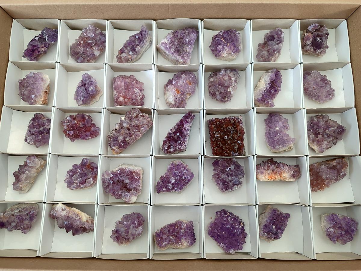 Natural Mini Amethyst Clusters x 35 From Madagascar - Toprock Gemstones and Minerals 