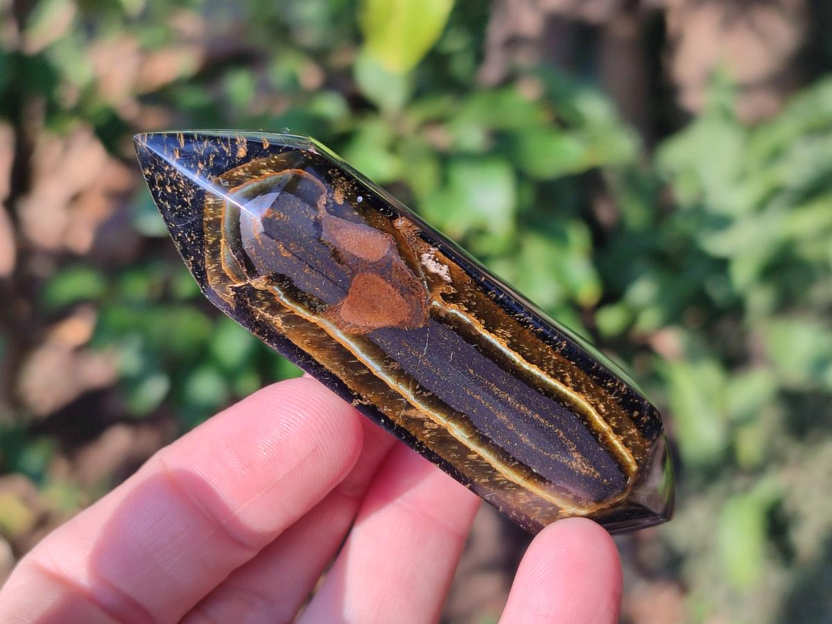 Polished Double Terminated Golden Tigers Eye Crystals x 7 From Prieska, South Africa - Toprock Gemstones and Minerals 