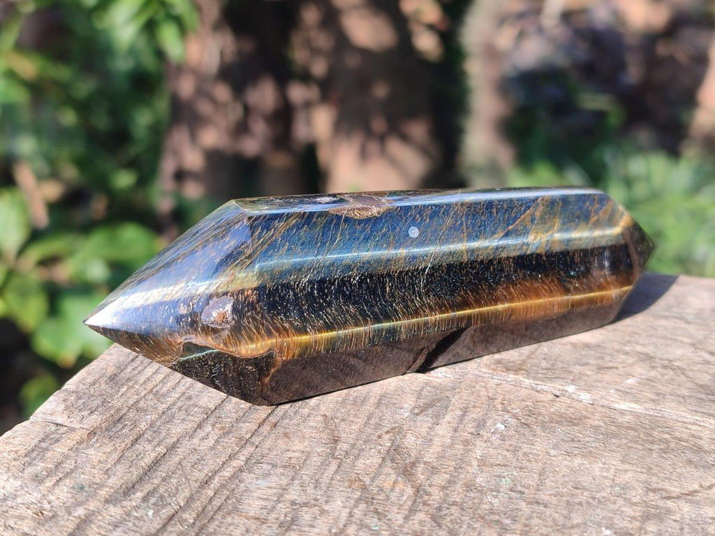 Polished Double Terminated Golden Tigers Eye Crystals x 7 From Prieska, South Africa - Toprock Gemstones and Minerals 