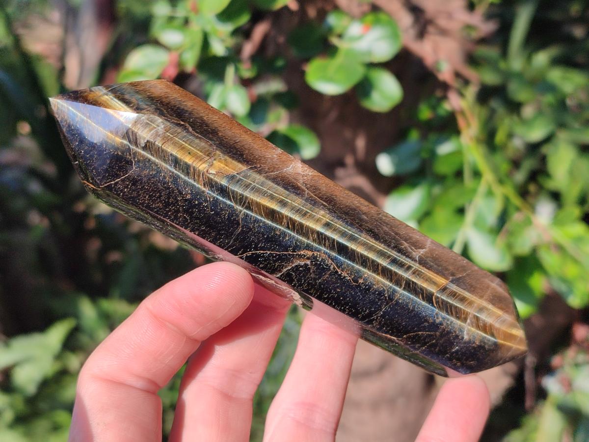 Polished Double Terminated Golden Tigers Eye Crystals x 7 From Prieska, South Africa - Toprock Gemstones and Minerals 