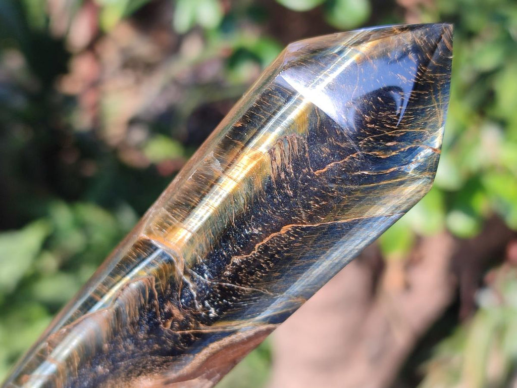 Polished Double Terminated Golden Tigers Eye Crystals x 7 From Prieska, South Africa - Toprock Gemstones and Minerals 