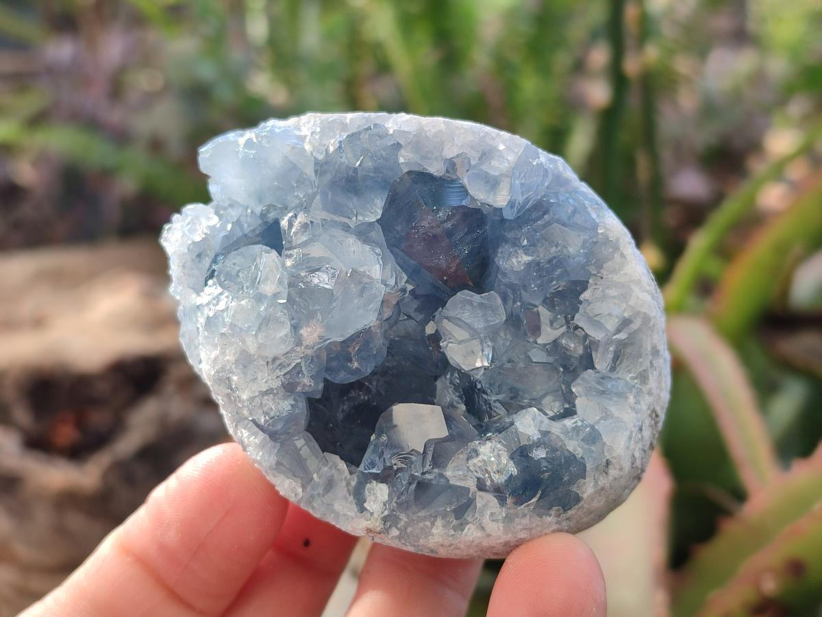 Natural Blue Celestite Geode Specimens x 6 From Sakoany, Madagascar - Toprock Gemstones and Minerals 