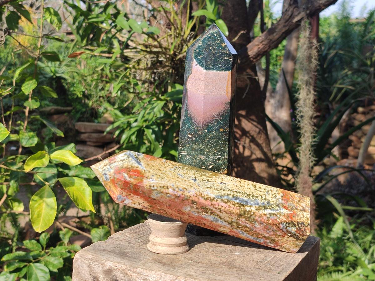 Polished Ocean Jasper Towers x 2 From Northwest Coast, Madagascar - Toprock Gemstones and Minerals 