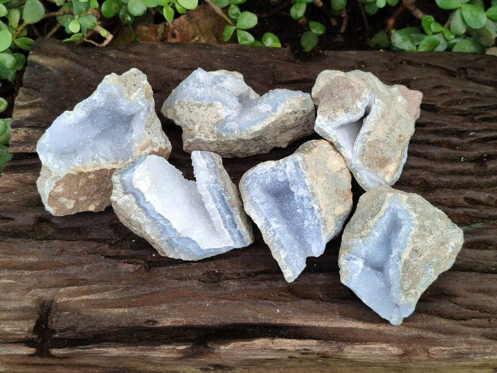 Natural Blue Lace Agate Geode Specimens x 6 From Nsanje, Malawi - Toprock Gemstones and Minerals 