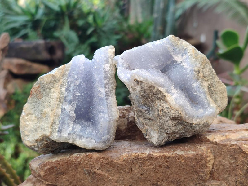 Natural Blue Lace Agate Geode Specimens x 6 From Nsanje, Malawi - Toprock Gemstones and Minerals 