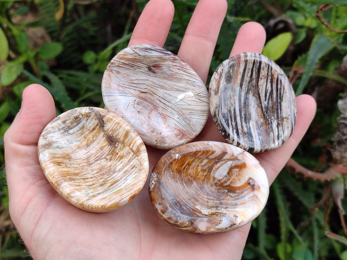 Polished Zebra Agate Worry Stones x 25 From Madagascar