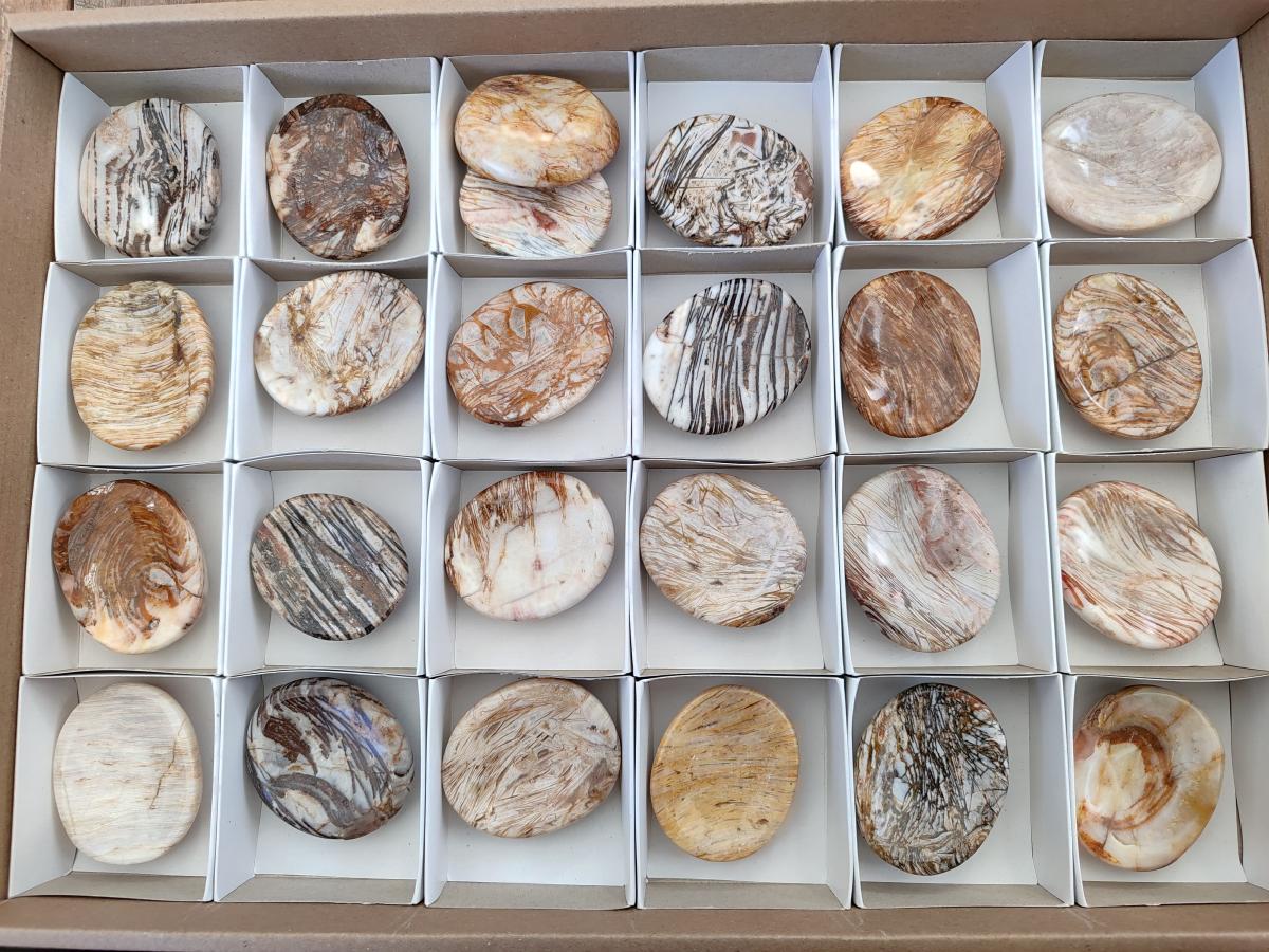 Polished Zebra Agate Worry Stones x 25 From Madagascar
