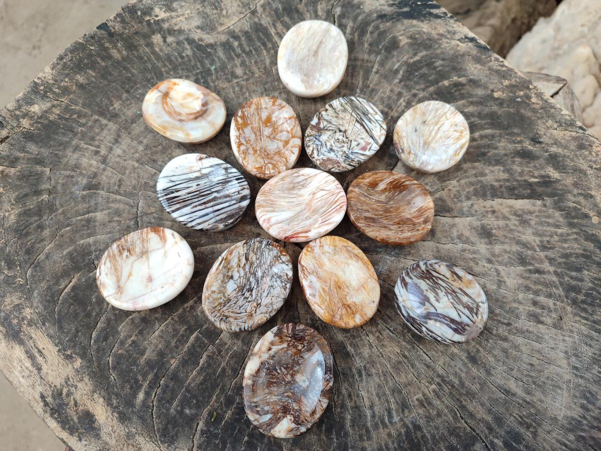 Polished Zebra Agate Worry Stones x 25 From Madagascar