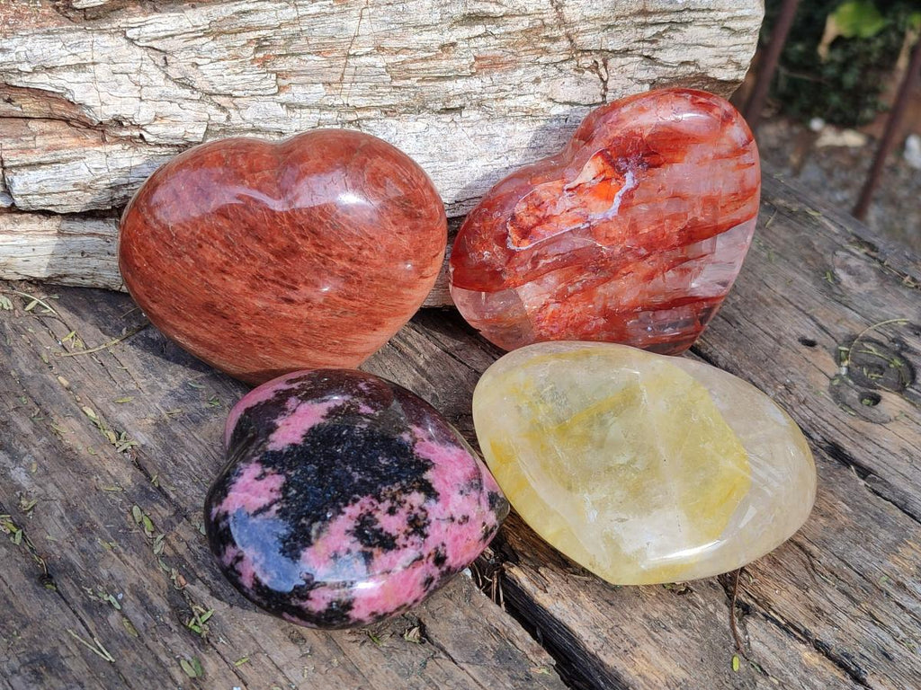 Polished Mixed Multi Mineral Hearts x 4 From Madagascar - Toprock Gemstones and Minerals 