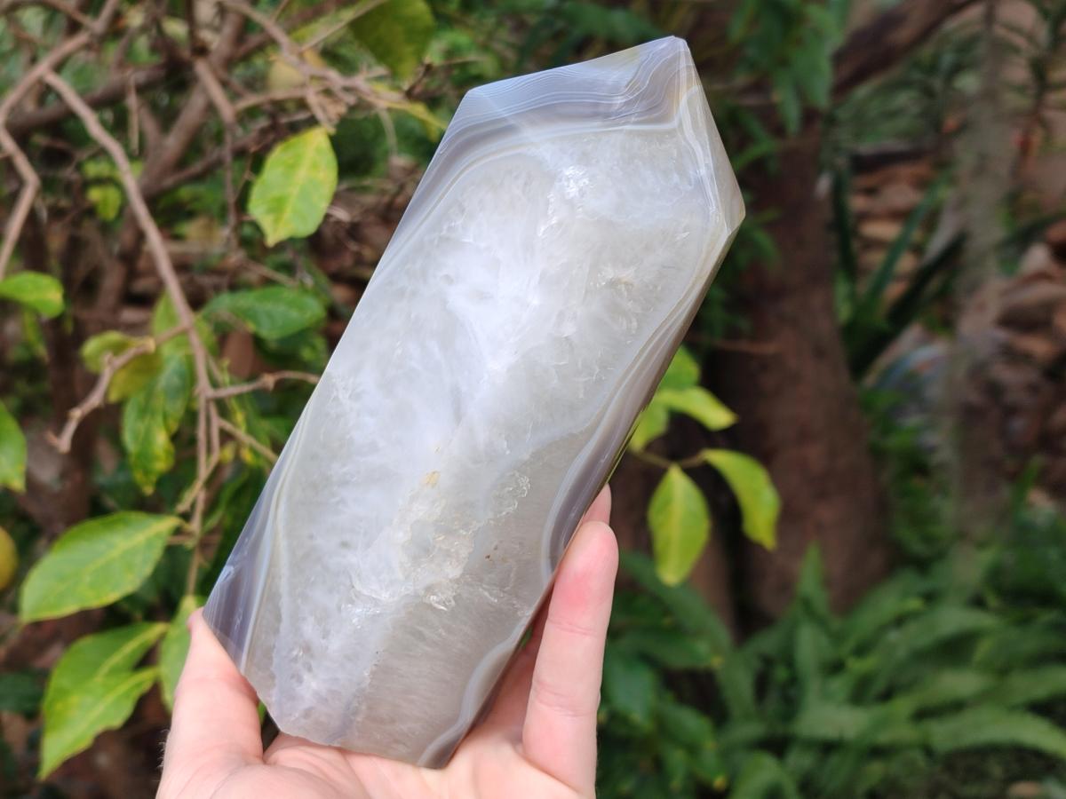 Polished Large Banded Agate Display Crystal x 1 From Madagascar - Toprock Gemstones and Minerals 