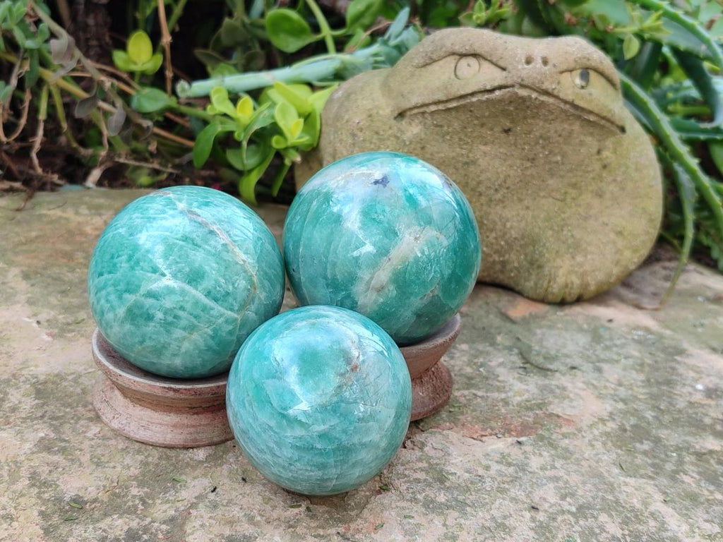 Polished Amazonite Spheres x 6 From Madagascar - Toprock Gemstones and Minerals 