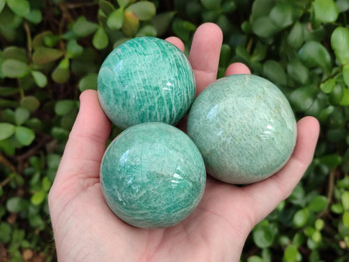 Polished Amazonite Spheres x 6 From Madagascar - Toprock Gemstones and Minerals 