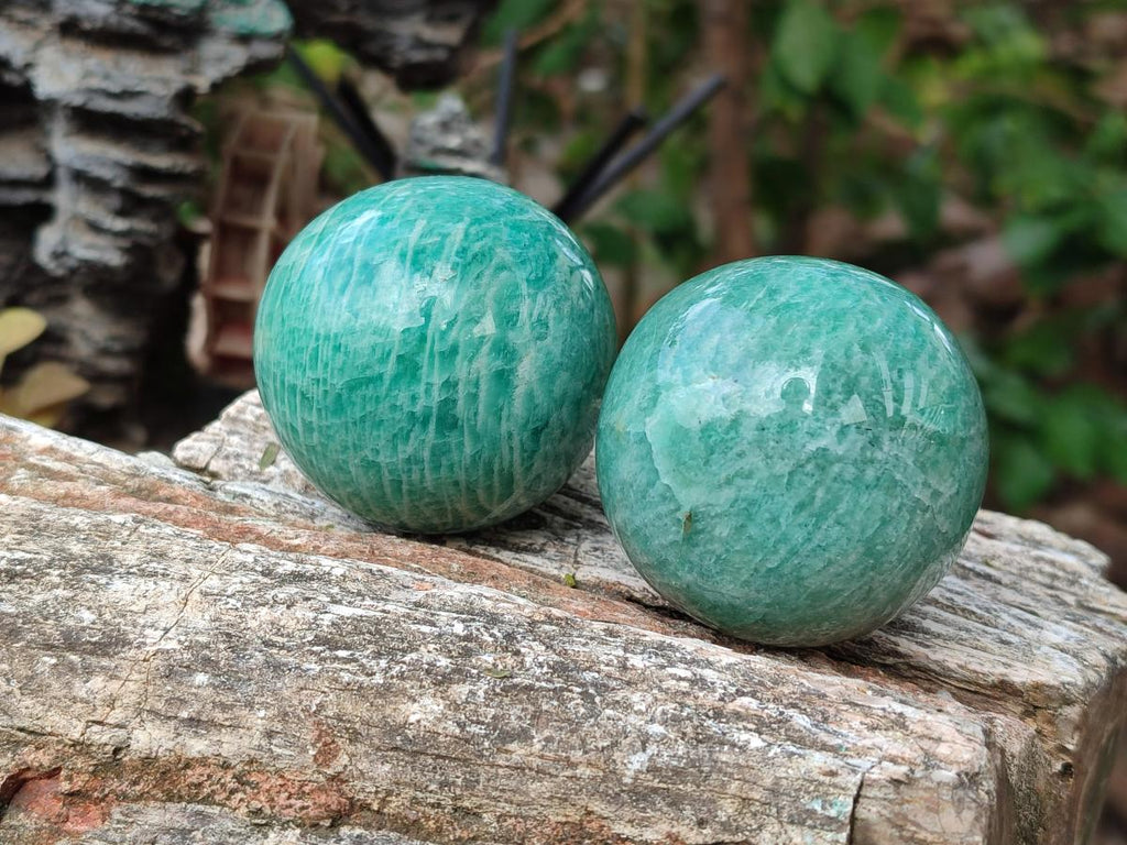 Polished Amazonite Spheres x 6 From Madagascar - Toprock Gemstones and Minerals 