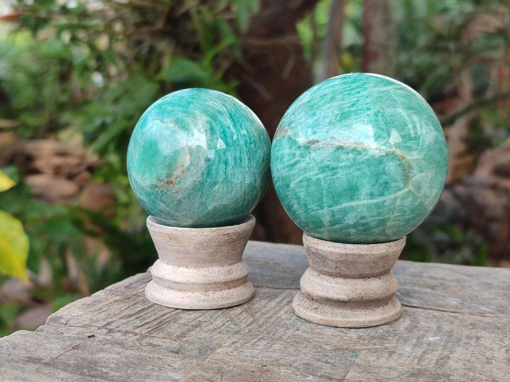 Polished Amazonite Spheres x 6 From Madagascar - Toprock Gemstones and Minerals 