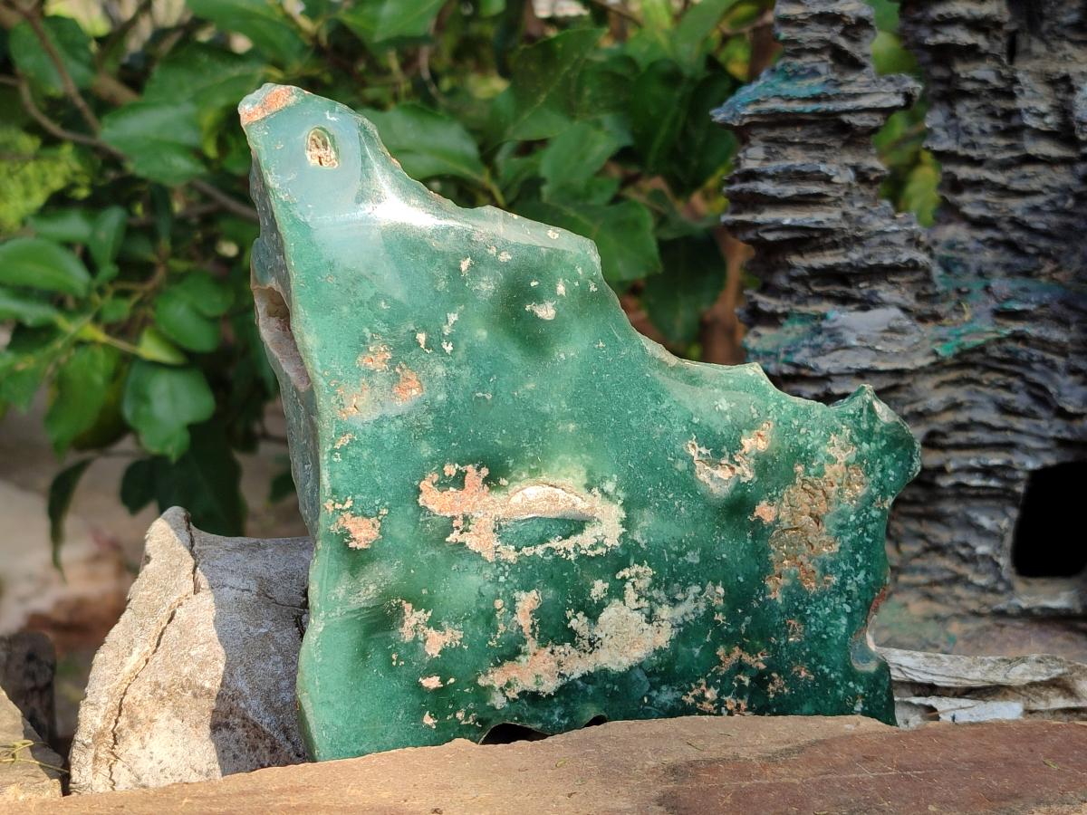 Polished On One Side Mtorolite Chrysoprase Slices x 3 From Mutorashanga, Zimbabwe - Toprock Gemstones and Minerals 