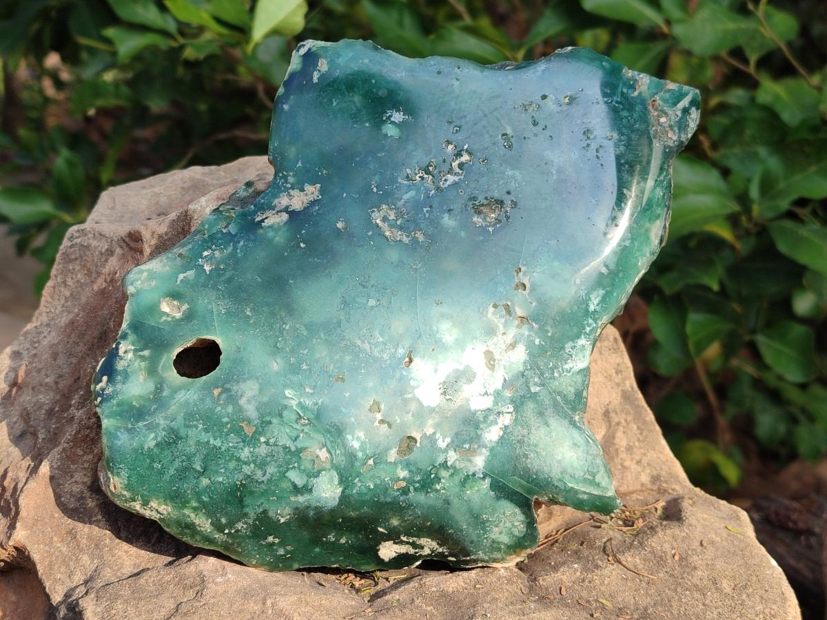 Polished On One Side Mtorolite Chrysoprase Slices x 3 From Mutorashanga, Zimbabwe - Toprock Gemstones and Minerals 