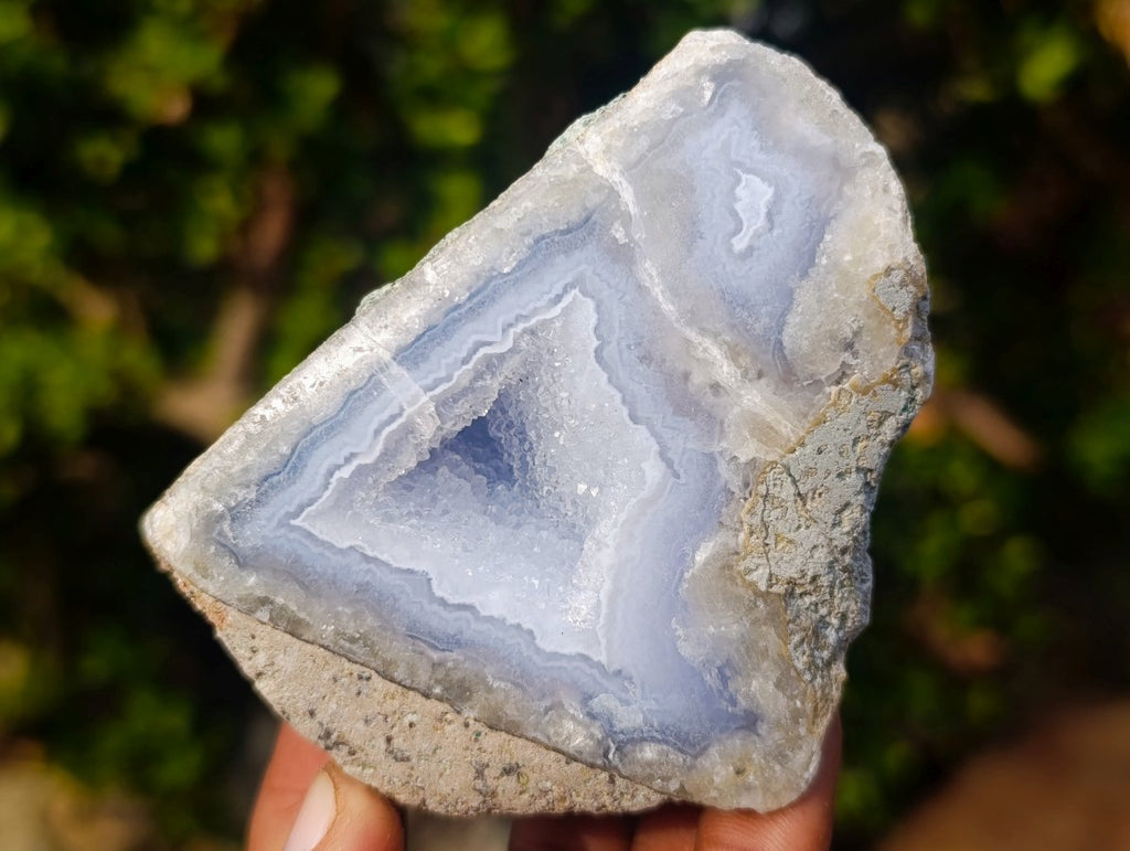 Polished On One Side Blue Lace Agate Geodes x 6 From Nsanje, Malawi - Toprock Gemstones and Minerals 