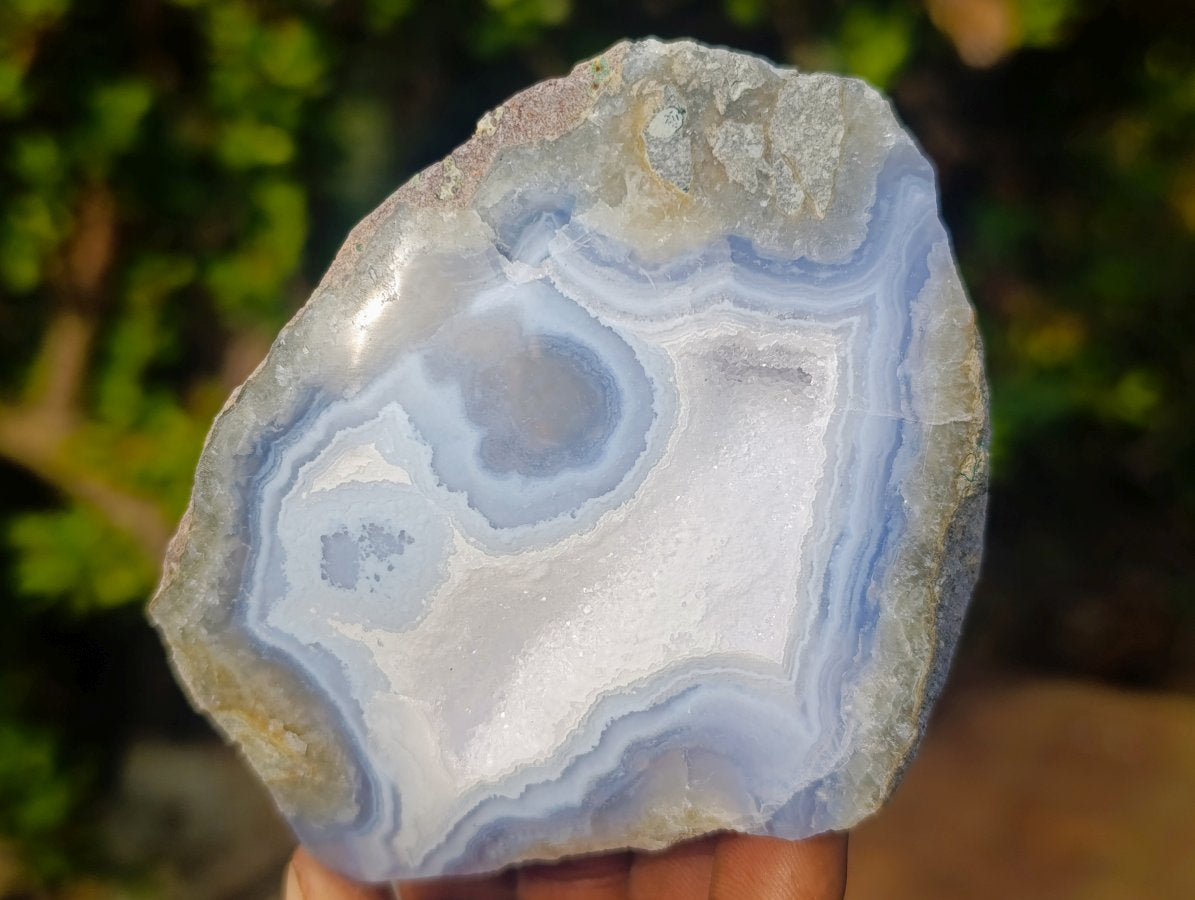 Polished On One Side Blue Lace Agate Geodes x 6 From Nsanje, Malawi - Toprock Gemstones and Minerals 