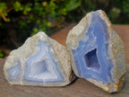 Polished On One Side Blue Lace Agate Geodes x 6 From Nsanje, Malawi - Toprock Gemstones and Minerals 