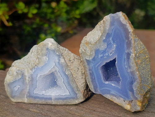 Polished On One Side Blue Lace Agate Geodes x 6 From Nsanje, Malawi - Toprock Gemstones and Minerals 