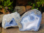 Polished On One Side Blue Lace Agate Geodes x 6 From Nsanje, Malawi - Toprock Gemstones and Minerals 