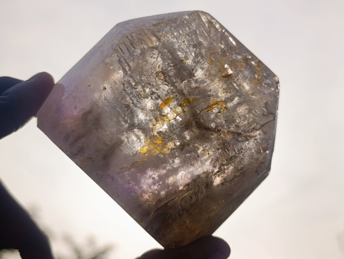 Polished Clear Quartz and Smokey Amethyst Window Quartz Display Crystals x 2 From Madagascar - Toprock Gemstones and Minerals 