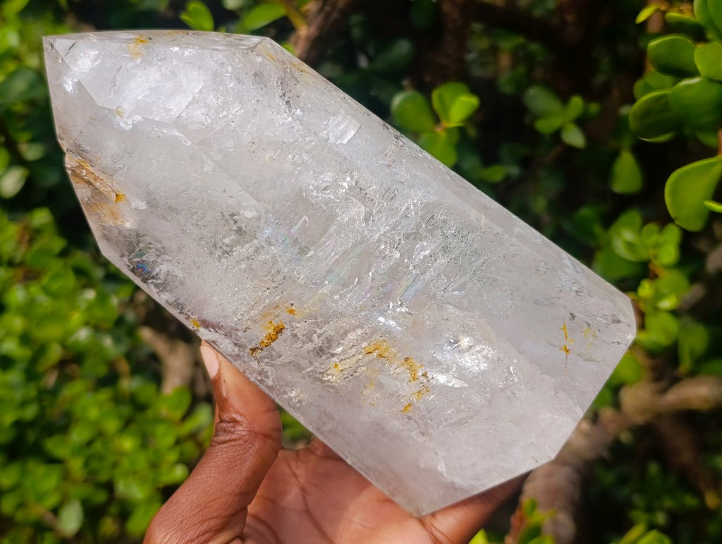 Polished Clear Quartz and Smokey Amethyst Window Quartz Display Crystals x 2 From Madagascar - Toprock Gemstones and Minerals 