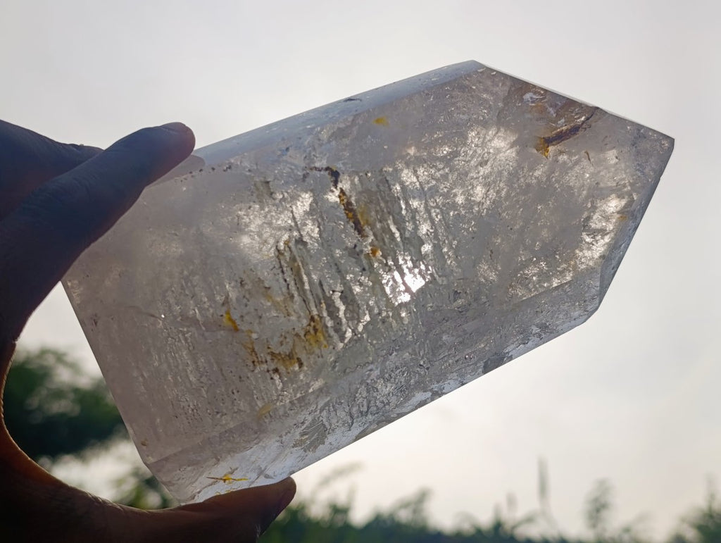 Polished Clear Quartz and Smokey Amethyst Window Quartz Display Crystals x 2 From Madagascar - Toprock Gemstones and Minerals 