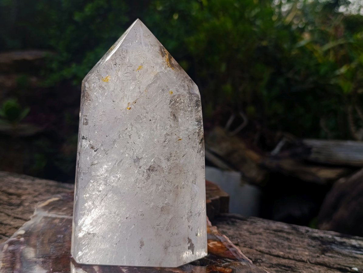 Polished Clear Quartz and Smokey Amethyst Window Quartz Display Crystals x 2 From Madagascar - Toprock Gemstones and Minerals 