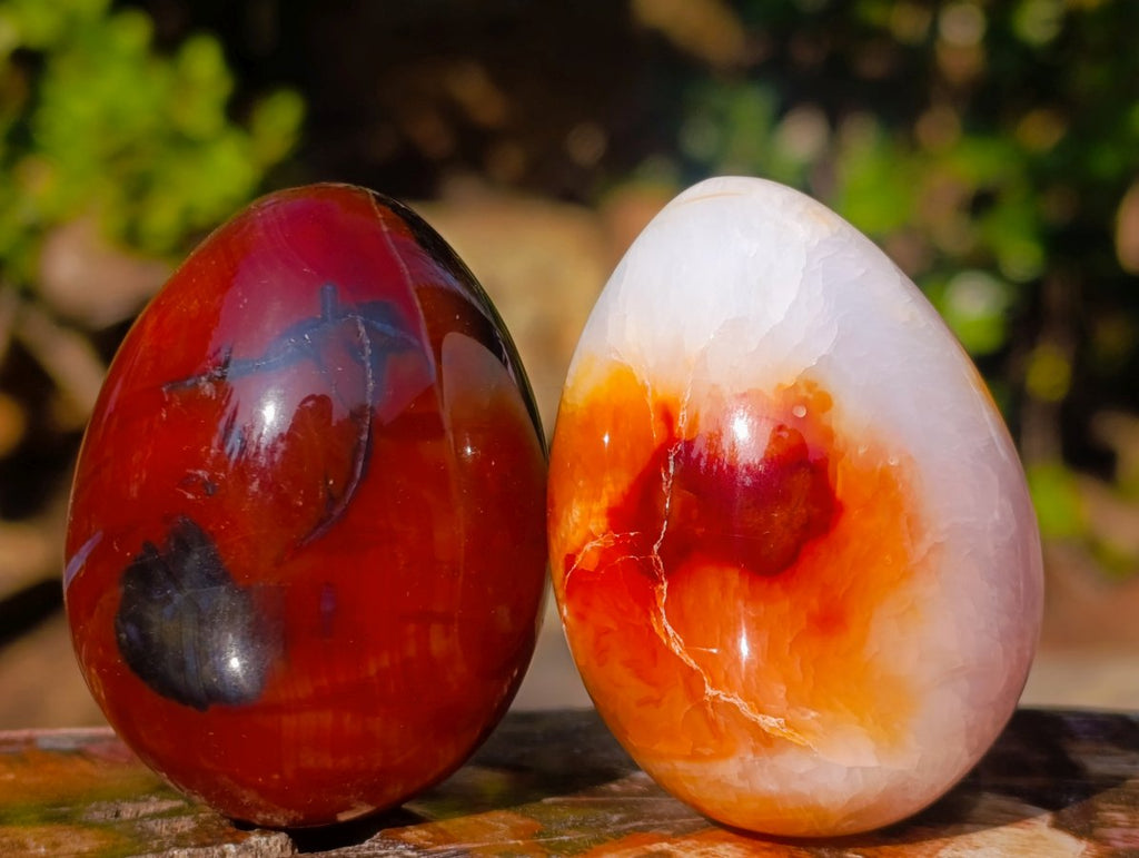 Polished Carnelian Agate Gemstone Eggs x 12 From Madagascar - Toprock Gemstones and Minerals 