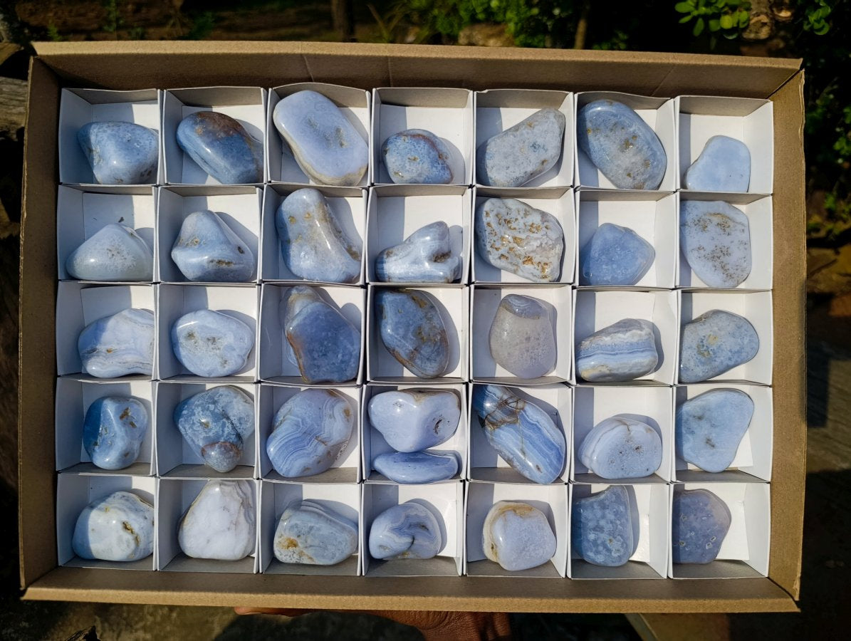 Polished Blue Lace Agate Free Forms x 37 From Nsanje, Malawi - Toprock Gemstones and Minerals 