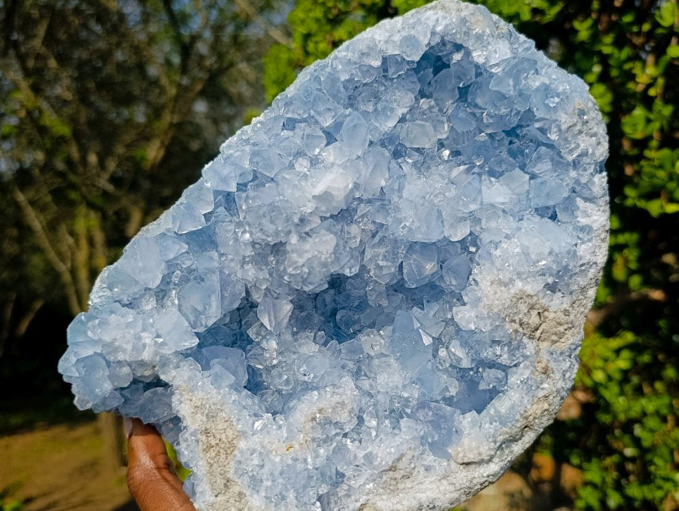 Natural Large Blue Celestite Geode Specimen x 1 From Sakoany, Madagascar - Toprock Gemstones and Minerals 