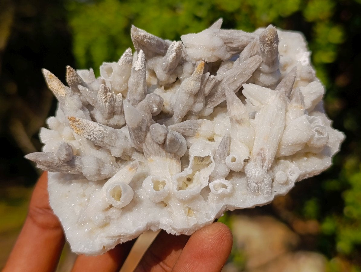 Natural Cabinet Sized Drusy Quartz Coated Black Tipped Calcite Pseudomorph Specimens x 3 From Albert's Mountain, Lesotho - Toprock Gemstones and Minerals 