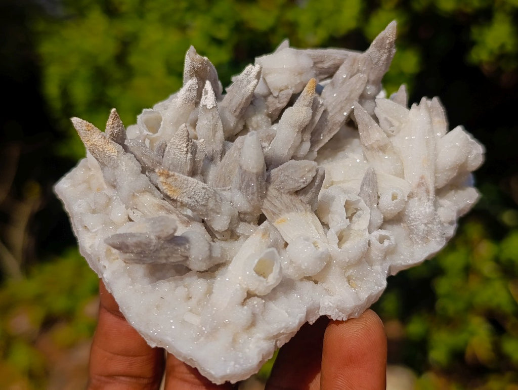 Natural Cabinet Sized Drusy Quartz Coated Black Tipped Calcite Pseudomorph Specimens x 3 From Albert's Mountain, Lesotho - Toprock Gemstones and Minerals 