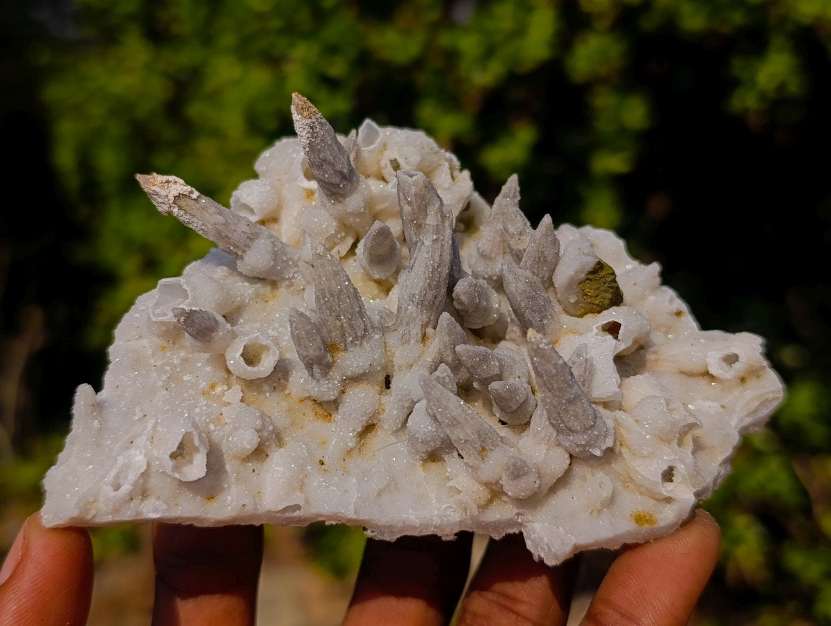 Natural Cabinet Sized Drusy Quartz Coated Black Tipped Calcite Pseudomorph Specimens x 3 From Albert's Mountain, Lesotho - Toprock Gemstones and Minerals 