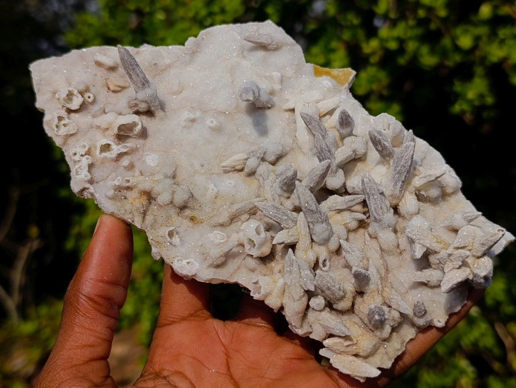 Natural Cabinet Sized Drusy Quartz Coated Black Tipped Calcite Pseudomorph Specimens x 3 From Albert's Mountain, Lesotho - Toprock Gemstones and Minerals 