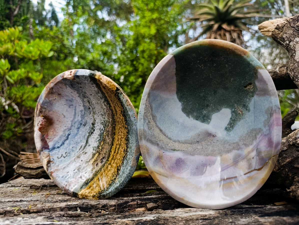 Polished Ocean Jasper Bowls x 2 From Northwest Coast, Madagascar - Toprock Gemstones and Minerals 