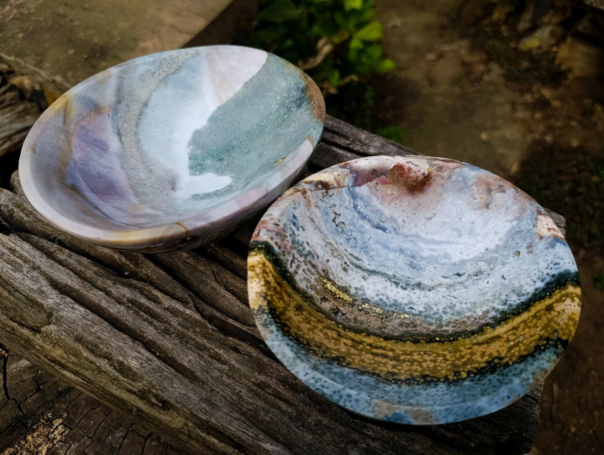 Polished Ocean Jasper Bowls x 2 From Northwest Coast, Madagascar - Toprock Gemstones and Minerals 