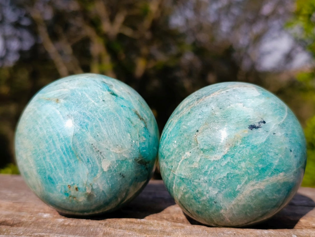 Polished Amazonite Spheres x 4 From Madagascar - Toprock Gemstones and Minerals 