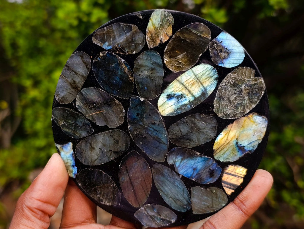 Polished Labradorite Coasters x 5 From Madagascar - Toprock Gemstones and Minerals 