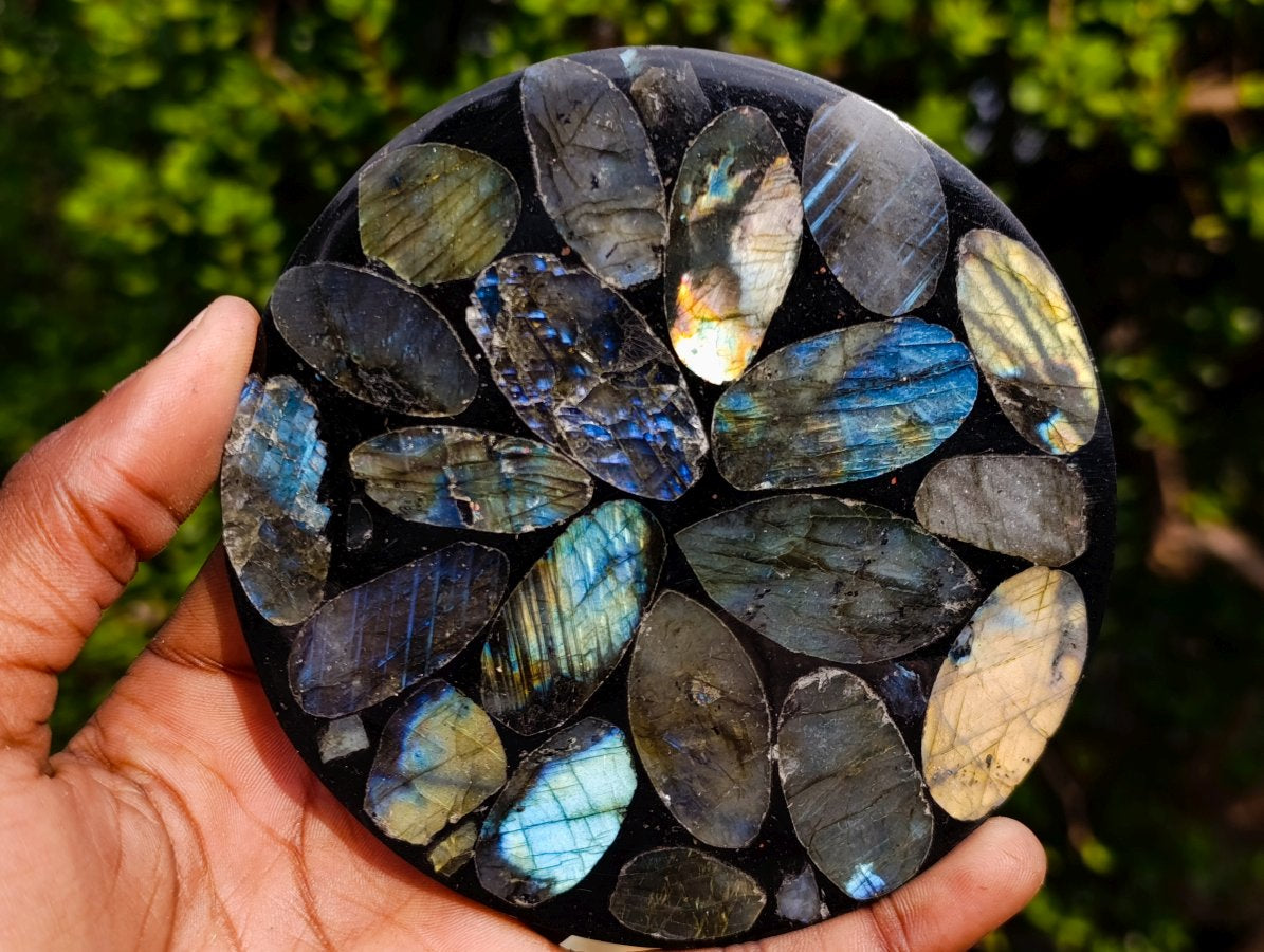 Polished Labradorite Coasters x 5 From Madagascar - Toprock Gemstones and Minerals 