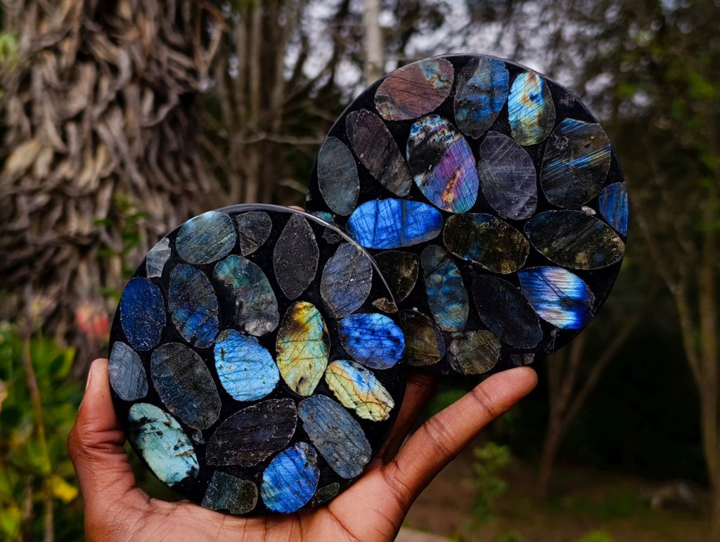 Polished Labradorite Coasters x 5 From Madagascar - Toprock Gemstones and Minerals 