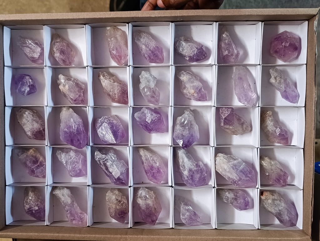 Natural Jacaranda Amethyst Single Crystals x 35 From Mumbwa, Zambia - Toprock Gemstones and Minerals 