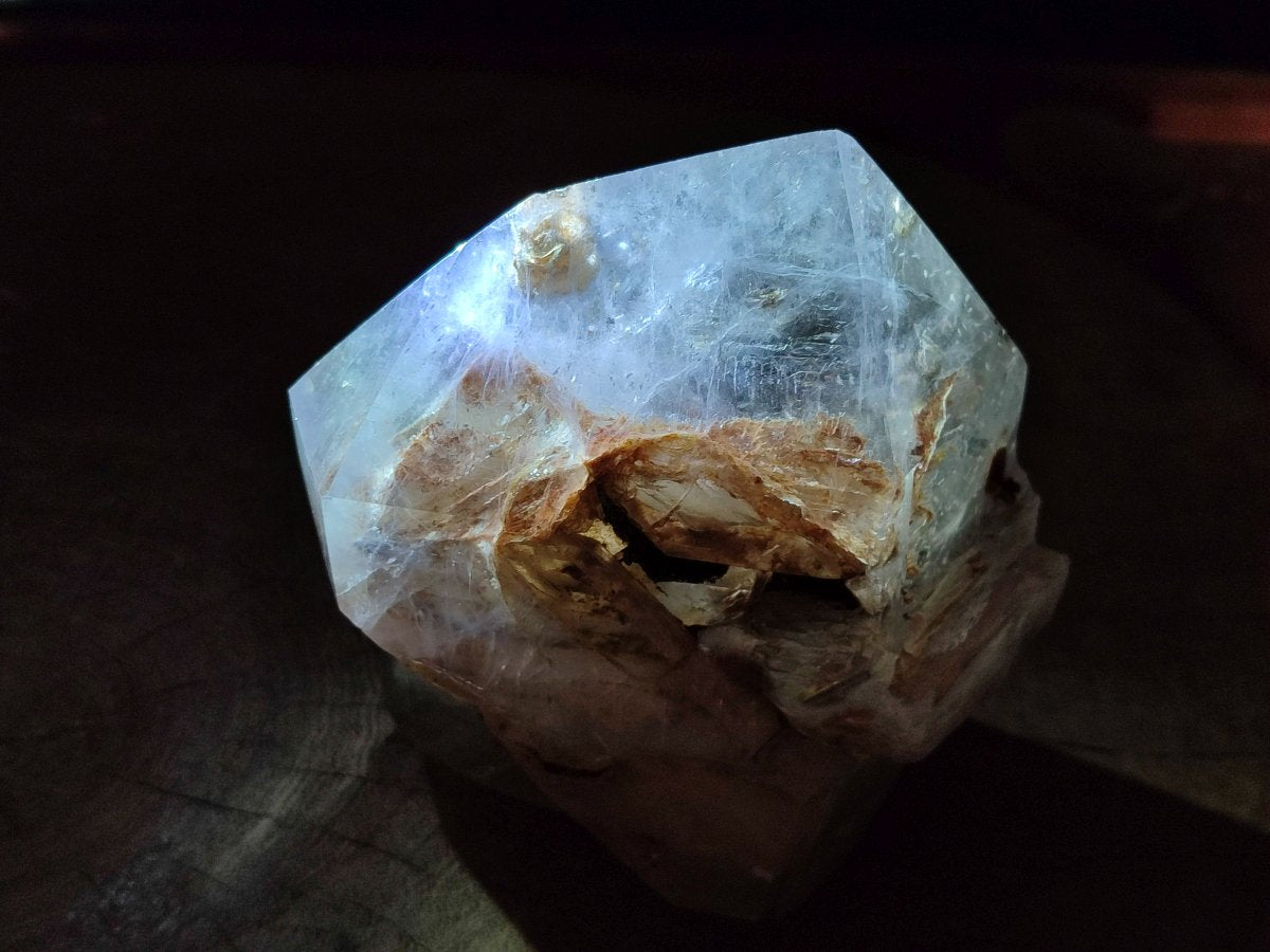 Polished Clear and Smokey Window Quartz Display Crystals x 2 From Akansobe, Madagascar - Toprock Gemstones and Minerals 
