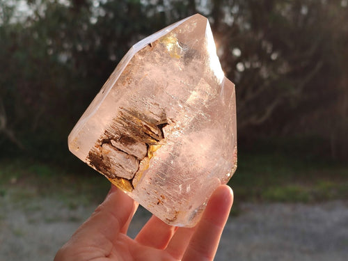 Polished Clear and Smokey Window Quartz Display Crystals x 2 From Akansobe, Madagascar - Toprock Gemstones and Minerals 
