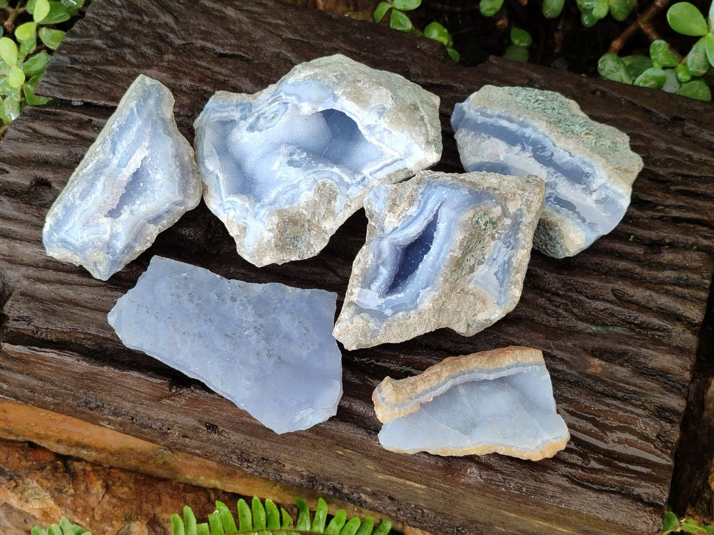 Natural Blue Lace Agate Geodes x 6 From Nsanje, Malawi - Toprock Gemstones and Minerals 
