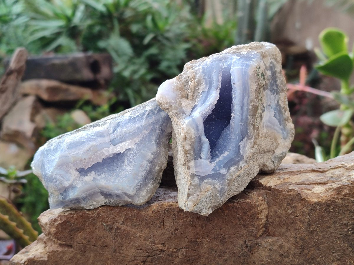 Natural Blue Lace Agate Geodes x 6 From Nsanje, Malawi - Toprock Gemstones and Minerals 